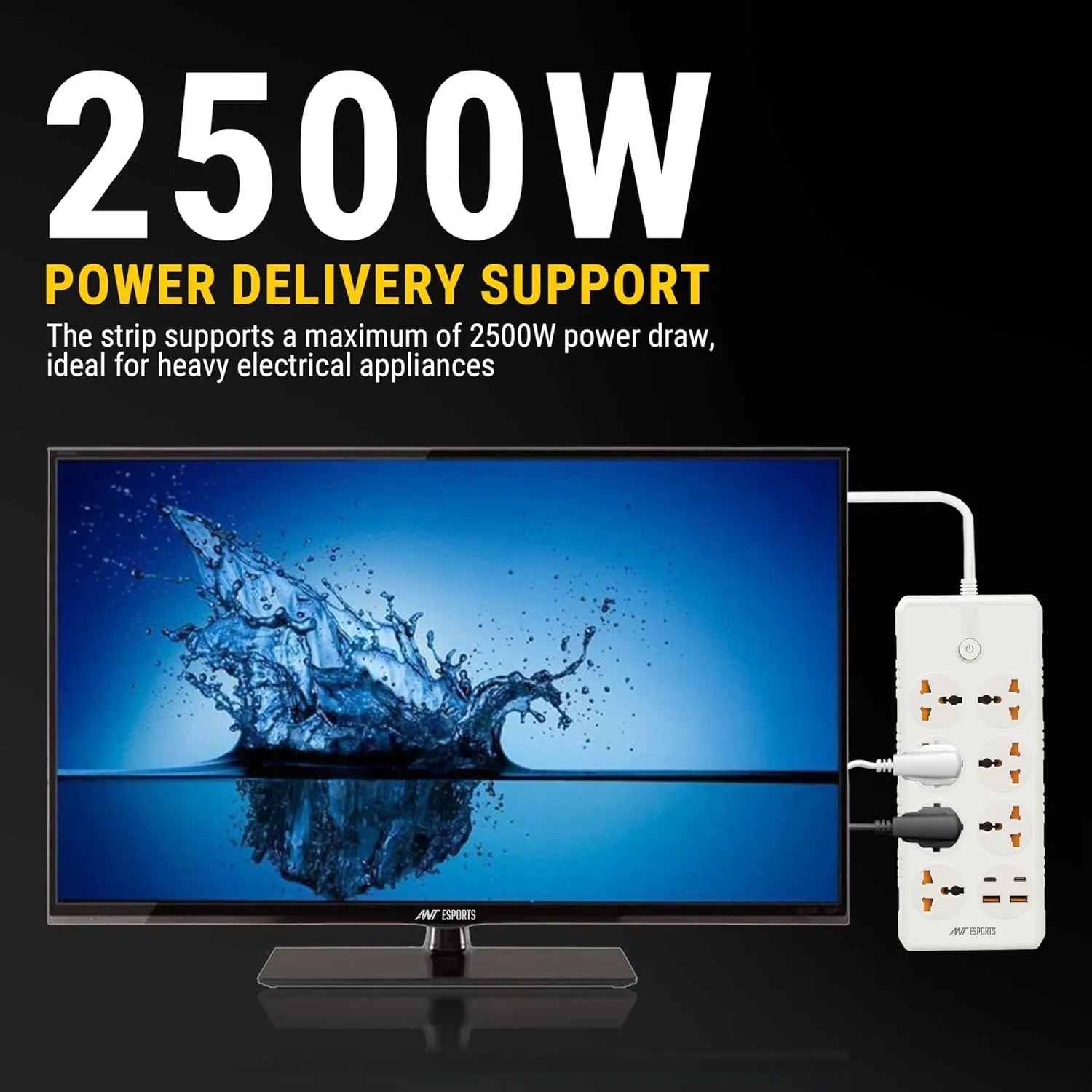Ant Esports Spike 7 Socket 1 Switch 2×USB 2×TYPE-C 3m (PS722) view 4
